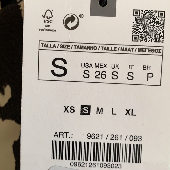 NWT. Zara Black/Cream Satin Effect Floral Print Midi Dress. Size S. - Picture 9 of 11